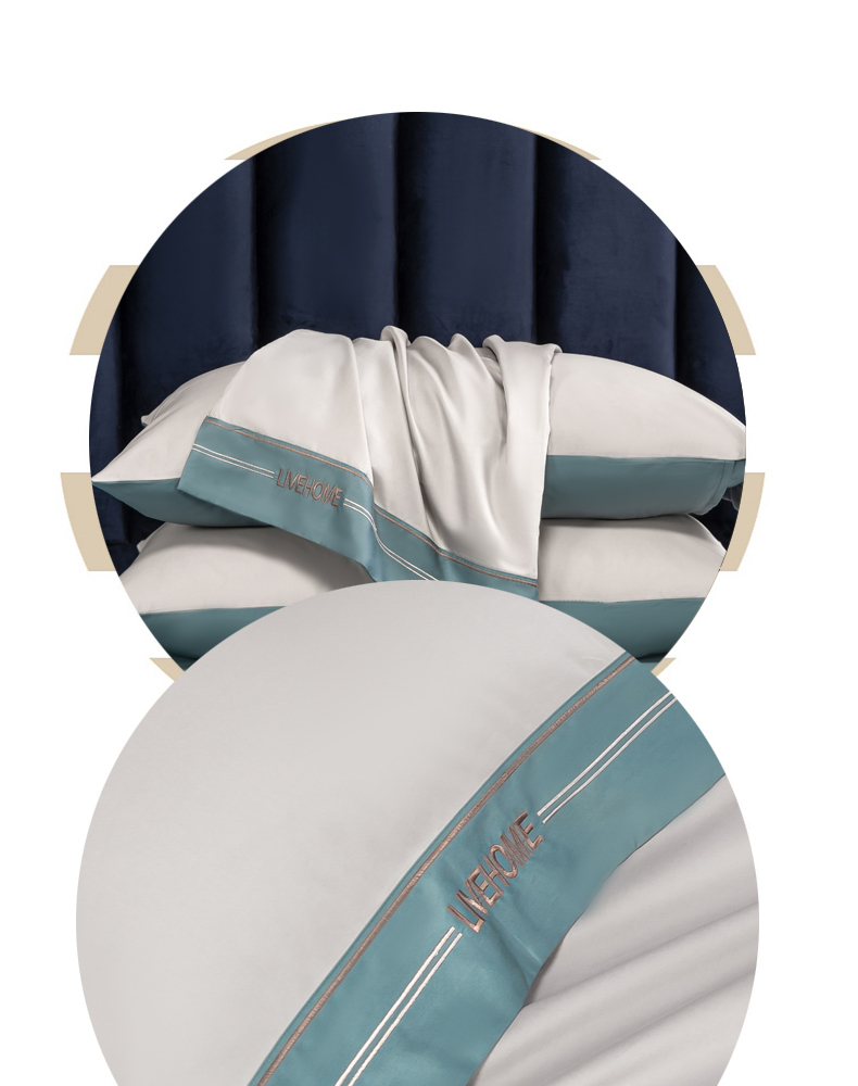 Four Seasons Universal Solid Color Four-Piece Set High-End 100 Quilt Cover Bed Sheet 4 Embroidery Wide Edge Bedding Set Four Seasons Universal Solid Color Four-Piece Set High-End 100 Quilt Cover Bed Sheet 4 Embroidery Wide Edge Bedding Set