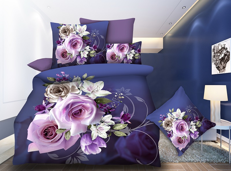 Cheap 3D Printing Duvet Cover Bed Sheet Pillowcases Home Bedding Set 4pcs Rose Plant Bear Queen for Adults SMN11