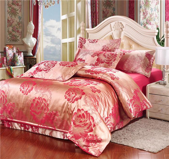 Snow Pigeon Tencel Lyocell 4PCS exclusive wedding satin Jacquard bedding set package Snow Pigeon Tencel Lyocell 4PCS exclusive wedding satin Jacquard bedding set package