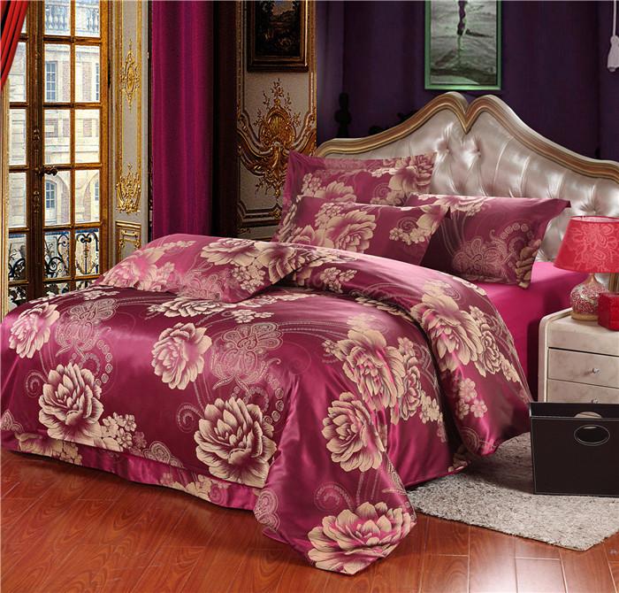Snow Pigeon Tencel Lyocell 4PCS exclusive wedding satin Jacquard bedding set package Snow Pigeon Tencel Lyocell 4PCS exclusive wedding satin Jacquard bedding set package