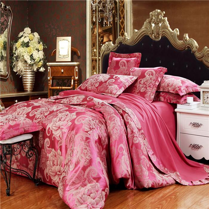 Snow Pigeon Tencel Lyocell 4PCS exclusive wedding satin Jacquard bedding set package Snow Pigeon Tencel Lyocell 4PCS exclusive wedding satin Jacquard bedding set package