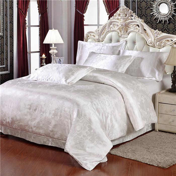 Snow Pigeon Tencel Lyocell 4PCS exclusive wedding satin Jacquard bedding set package Snow Pigeon Tencel Lyocell 4PCS exclusive wedding satin Jacquard bedding set package