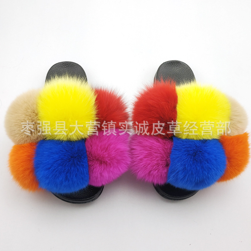 New Foreign Trade Fur Ball PVC Sandals Modern and TrendyWomen Wear Fox Raccoon Dog Fur Children Slipper CrossBorder New Foreign Trade Fur Ball PVC Sandals Modern and TrendyWomen Wear Fox Raccoon Dog Fur Children Slipper CrossBorder
