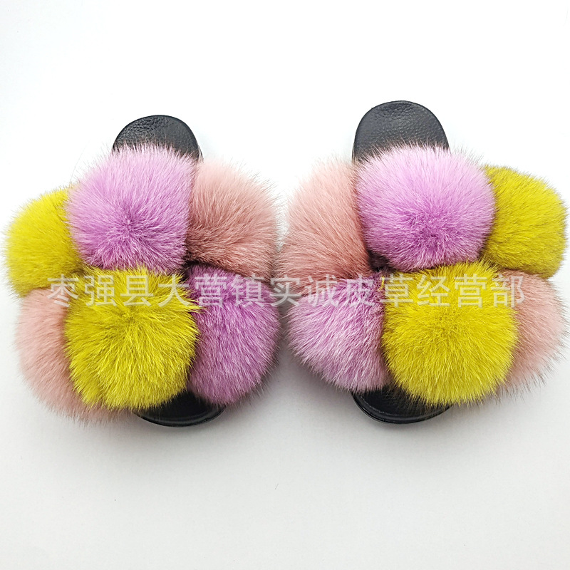 New Foreign Trade Fur Ball PVC Sandals Modern and TrendyWomen Wear Fox Raccoon Dog Fur Children Slipper CrossBorder New Foreign Trade Fur Ball PVC Sandals Modern and TrendyWomen Wear Fox Raccoon Dog Fur Children Slipper CrossBorder