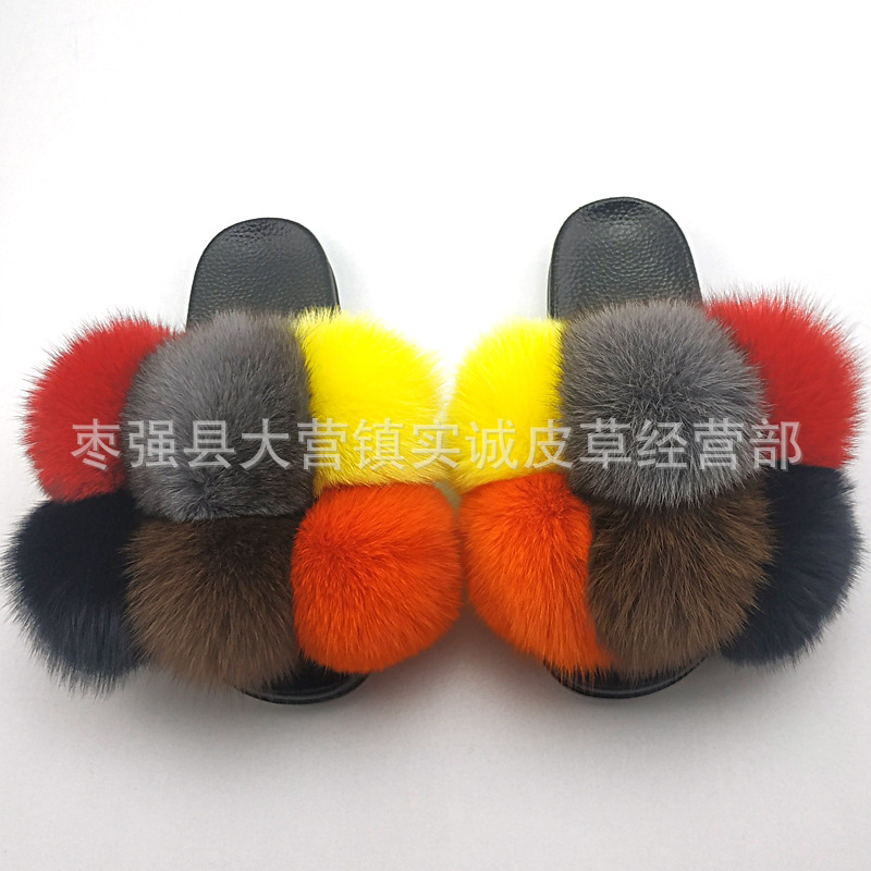 New Foreign Trade Fur Ball PVC Sandals Modern and TrendyWomen Wear Fox Raccoon Dog Fur Children Slipper CrossBorder New Foreign Trade Fur Ball PVC Sandals Modern and TrendyWomen Wear Fox Raccoon Dog Fur Children Slipper CrossBorder