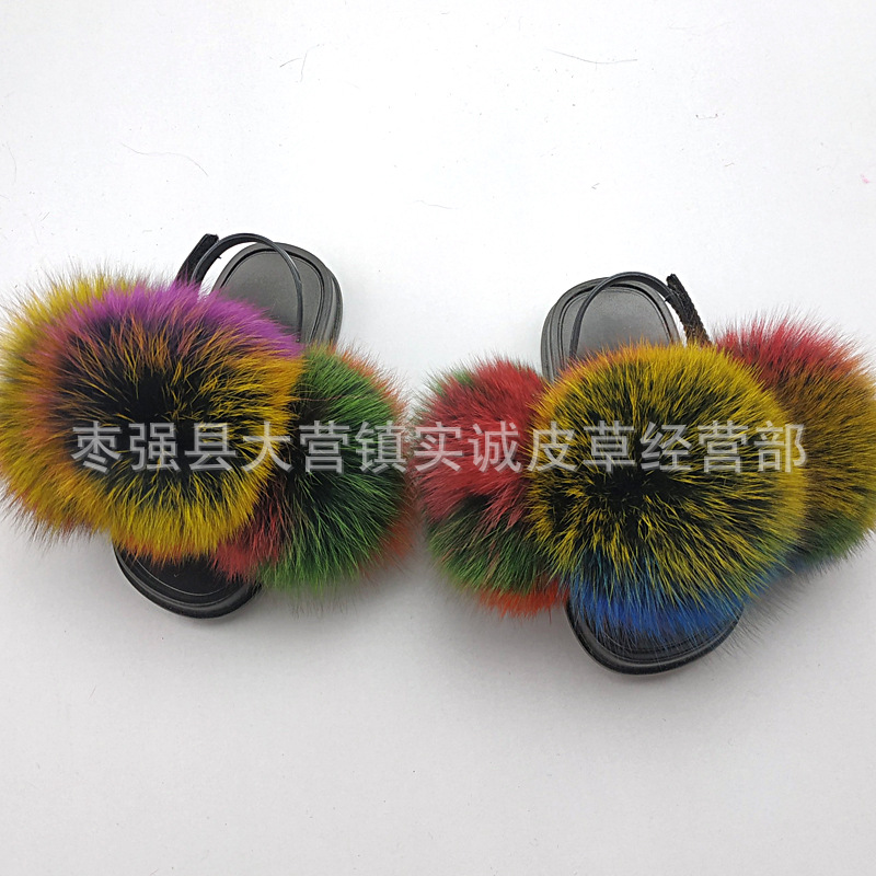 New Foreign Trade Fur Ball PVC Sandals Modern and TrendyWomen Wear Fox Raccoon Dog Fur Children Slipper CrossBorder New Foreign Trade Fur Ball PVC Sandals Modern and TrendyWomen Wear Fox Raccoon Dog Fur Children Slipper CrossBorder
