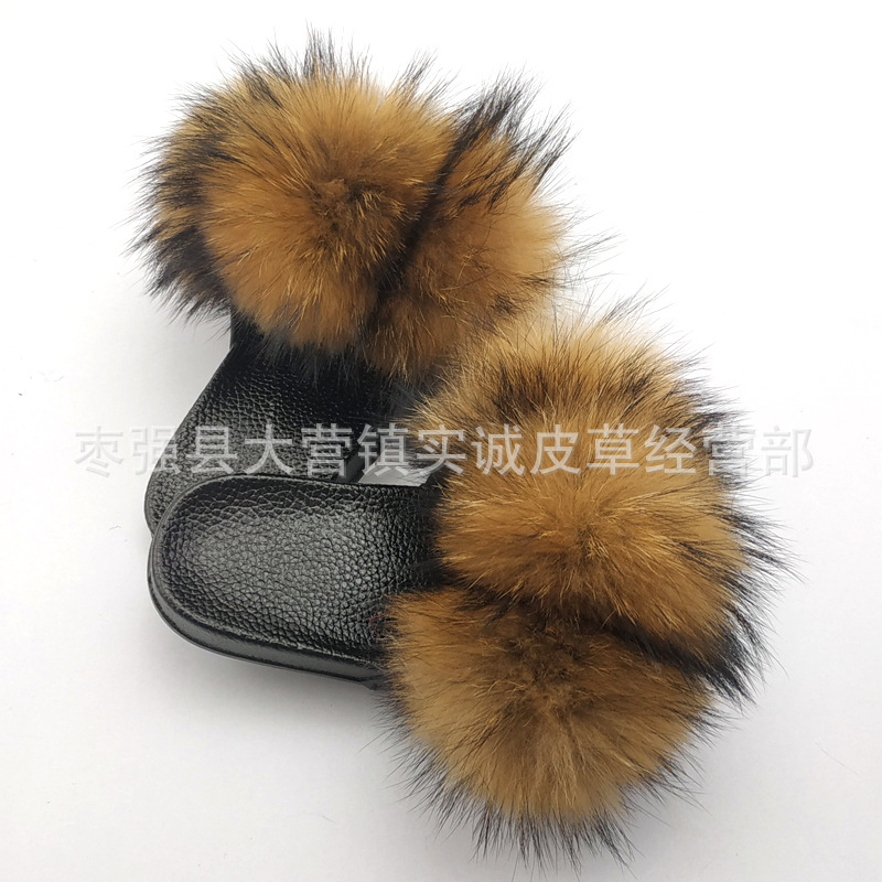 New Foreign Trade Fur Ball PVC Sandals Modern and TrendyWomen Wear Fox Raccoon Dog Fur Children Slipper CrossBorder New Foreign Trade Fur Ball PVC Sandals Modern and TrendyWomen Wear Fox Raccoon Dog Fur Children Slipper CrossBorder
