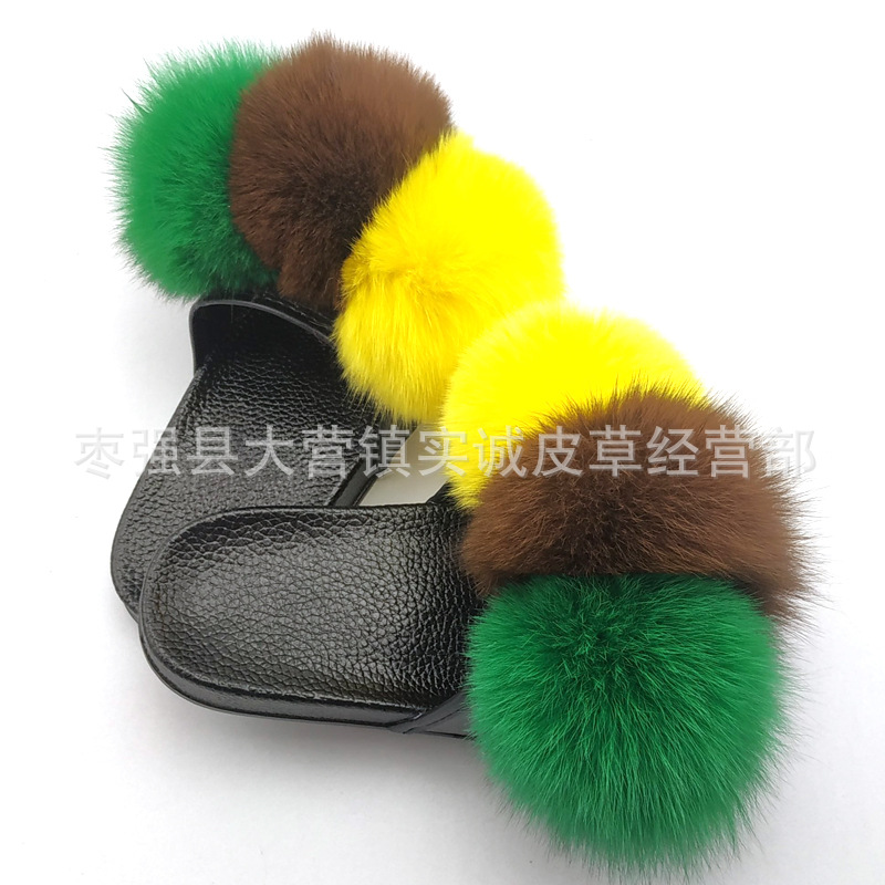 New Foreign Trade Fur Ball PVC Sandals Modern and TrendyWomen Wear Fox Raccoon Dog Fur Children Slipper CrossBorder New Foreign Trade Fur Ball PVC Sandals Modern and TrendyWomen Wear Fox Raccoon Dog Fur Children Slipper CrossBorder