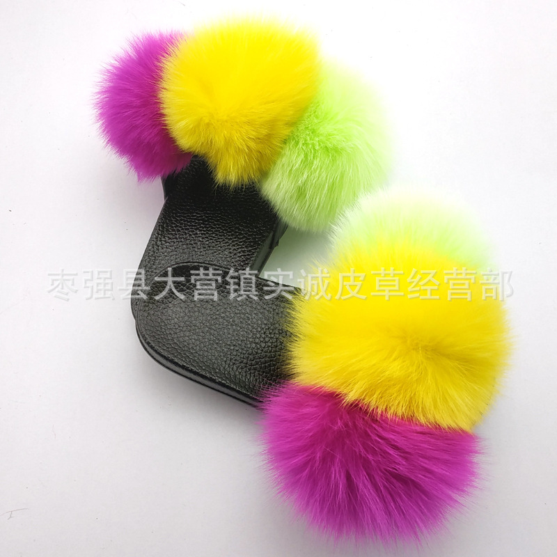 New Foreign Trade Fur Ball PVC Sandals Modern and TrendyWomen Wear Fox Raccoon Dog Fur Children Slipper CrossBorder New Foreign Trade Fur Ball PVC Sandals Modern and TrendyWomen Wear Fox Raccoon Dog Fur Children Slipper CrossBorder
