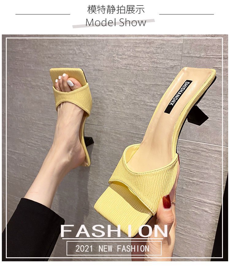 Women's Sandals 2021 New Summer Fashion Square Toe Sandals Lazy High Heel Slippers Ins Semi Slipper Women's Shoes Women's Sandals 2021 New Summer Fashion Square Toe Sandals Lazy High Heel Slippers Ins Semi Slipper Women's Shoes