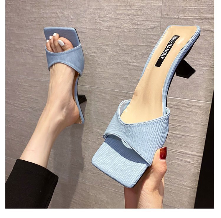 Women's Sandals 2021 New Summer Fashion Square Toe Sandals Lazy High Heel Slippers Ins Semi Slipper Women's Shoes Women's Sandals 2021 New Summer Fashion Square Toe Sandals Lazy High Heel Slippers Ins Semi Slipper Women's Shoes