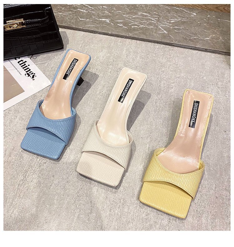 Women's Sandals 2021 New Summer Fashion Square Toe Sandals Lazy High Heel Slippers Ins Semi Slipper Women's Shoes Women's Sandals 2021 New Summer Fashion Square Toe Sandals Lazy High Heel Slippers Ins Semi Slipper Women's Shoes