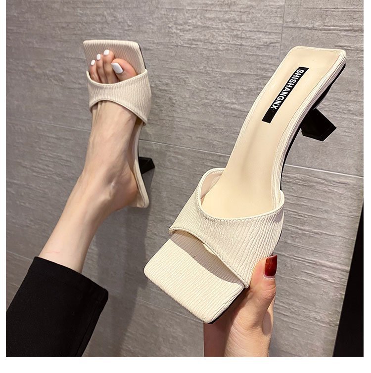 Women's Sandals 2021 New Summer Fashion Square Toe Sandals Lazy High Heel Slippers Ins Semi Slipper Women's Shoes Women's Sandals 2021 New Summer Fashion Square Toe Sandals Lazy High Heel Slippers Ins Semi Slipper Women's Shoes