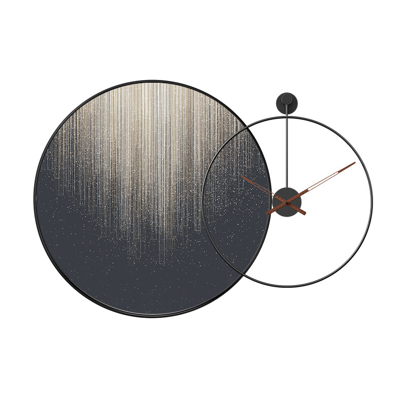 Modern Light Luxury Dining Room Restaurant Decoration Painting Dining Table round Band Clock Wall Painting Abstract Atmosphere Hallway Corridor Mural