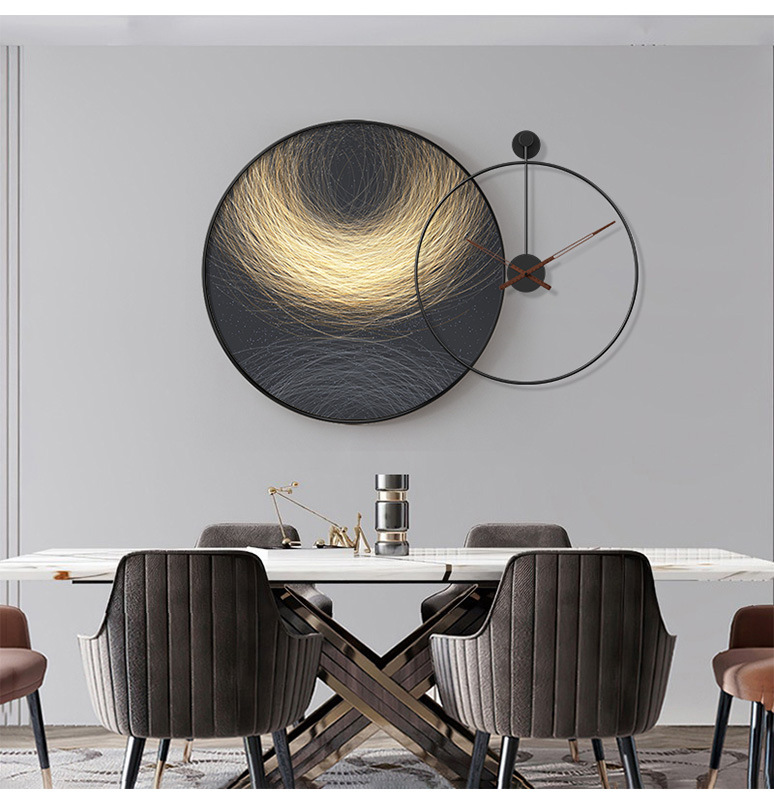 Modern Light Luxury Dining Room Restaurant Decoration Painting Dining Table round Band Clock Wall Painting Abstract Atmosphere Hallway Corridor Mural Modern Light Luxury Dining Room Restaurant Decoration Painting Dining Table round Band Clock Wall Painting Abstract Atmosphere Hallway Corridor Mural