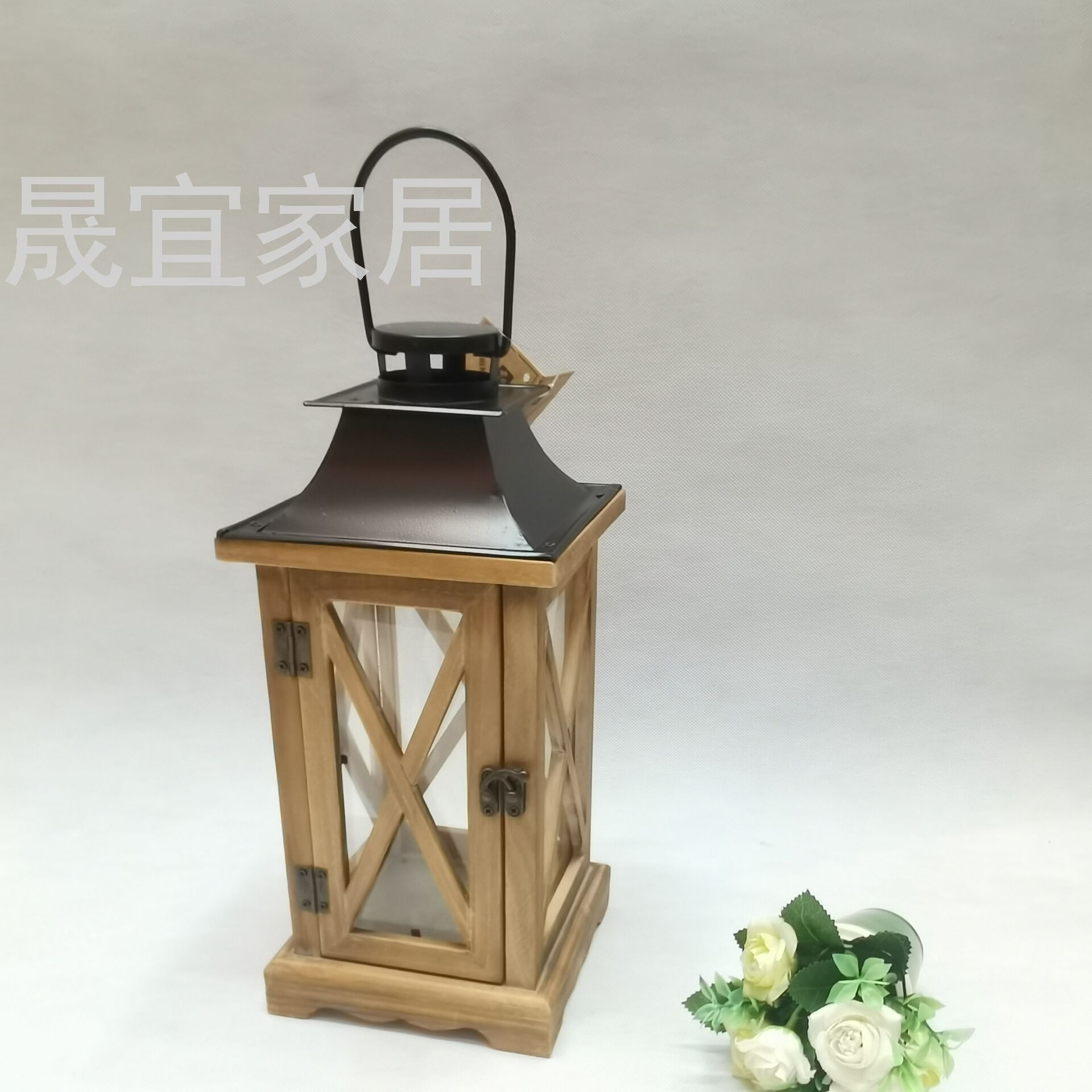European-Style Storm Lantern Candlestick Floor Aromatherapy Candle Log Iron Storm Lantern Craftwork Storm Lantern Bedroom Decoration