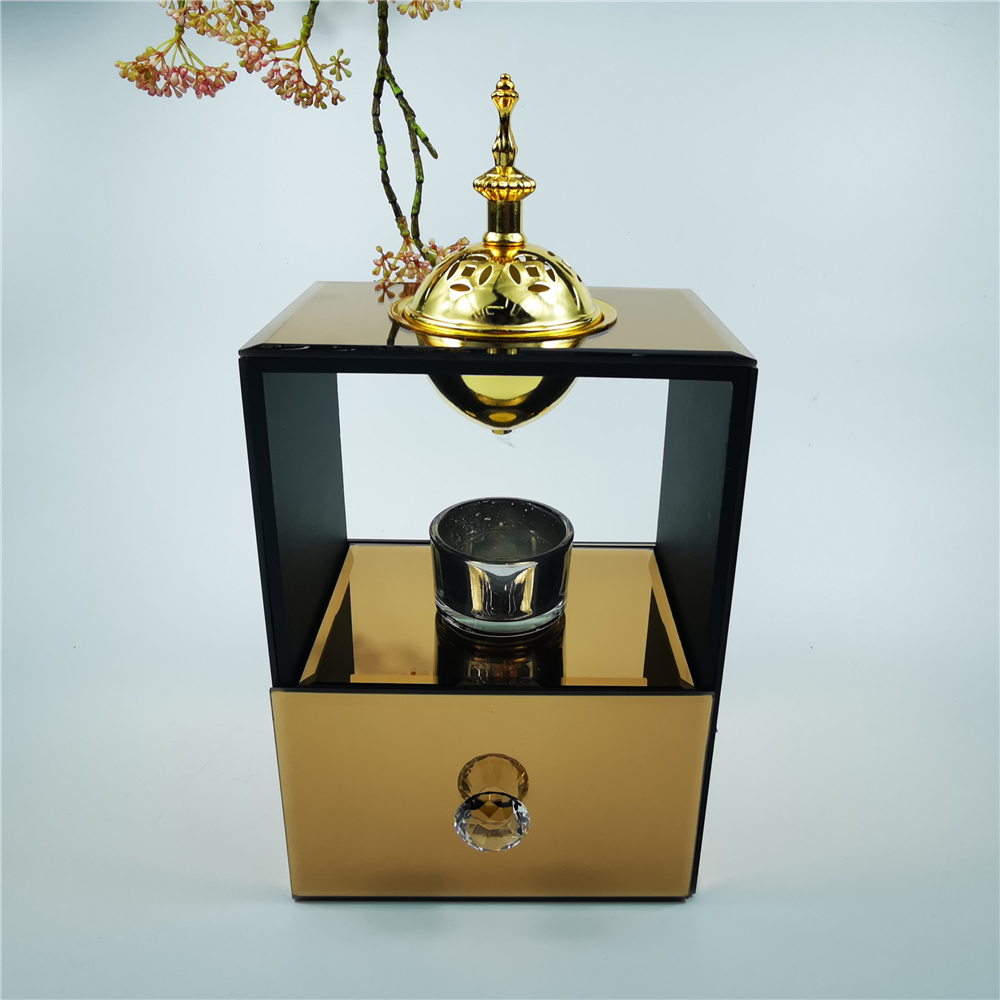 Muslim Arabic Crystal Glass Incense Burner Candlestick Dual-Use Candlestick Incense Burner Factory Direct Sales