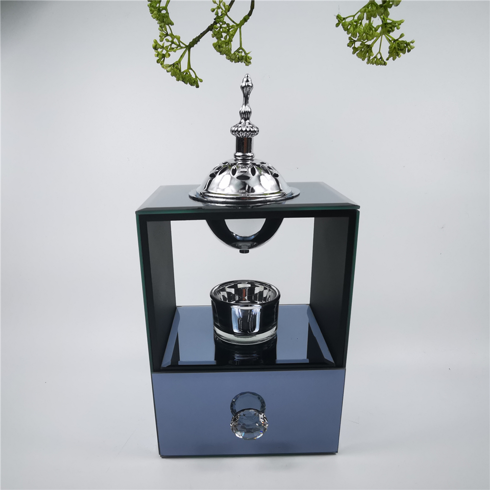 Muslim Arabic Crystal Glass Incense Burner Candlestick Dual-Use Candlestick Incense Burner Factory Direct Sales