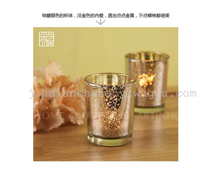 Creative glass candlestick of gold plating ice candle cups candlelit bar restaurant candle holder Creative glass candlestick of gold plating ice candle cups candlelit bar restaurant candle holder