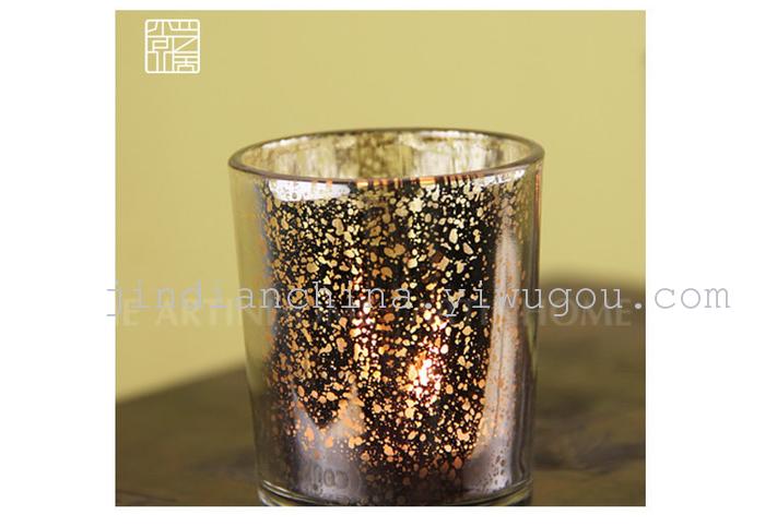 Creative glass candlestick of gold plating ice candle cups candlelit bar restaurant candle holder Creative glass candlestick of gold plating ice candle cups candlelit bar restaurant candle holder