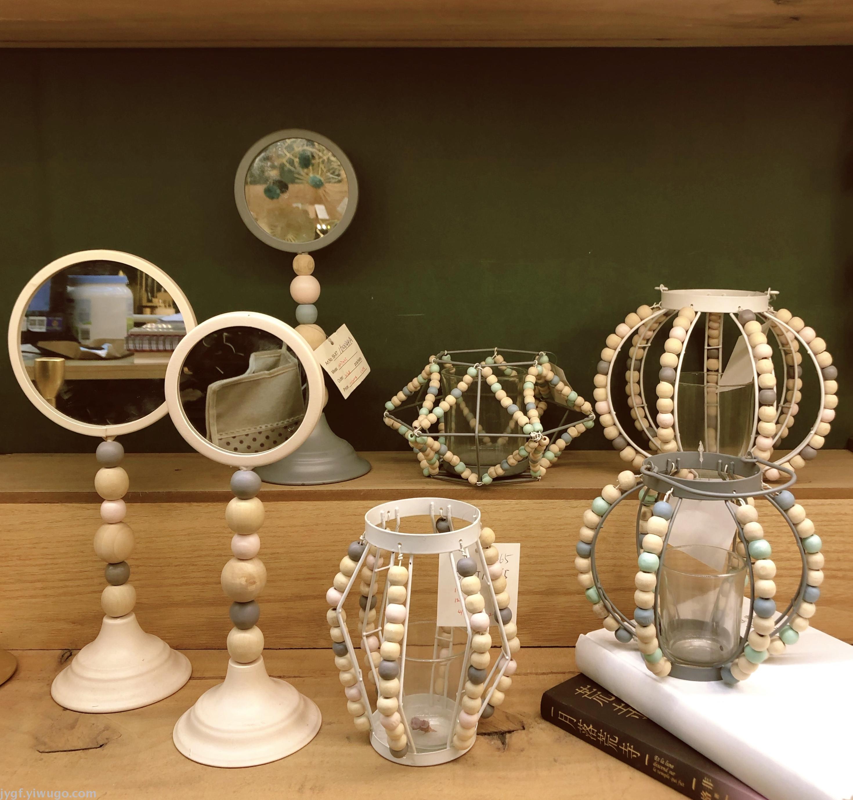 Woodiness bead iron art spring and summer new model candlestick mirror places a piece Woodiness bead iron art spring and summer new model candlestick mirror places a piece