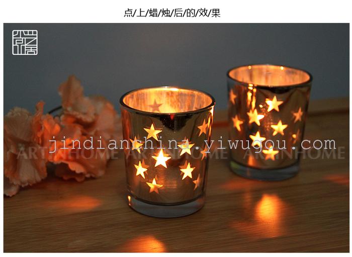 Simple silver plating Glass Candle Candlestick candle ornaments electroplating cup romantic bar Simple silver plating Glass Candle Candlestick candle ornaments electroplating cup romantic bar