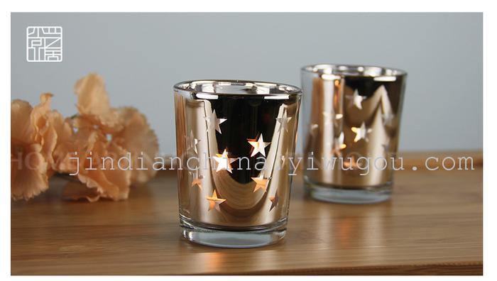 Simple silver plating Glass Candle Candlestick candle ornaments electroplating cup romantic bar Simple silver plating Glass Candle Candlestick candle ornaments electroplating cup romantic bar