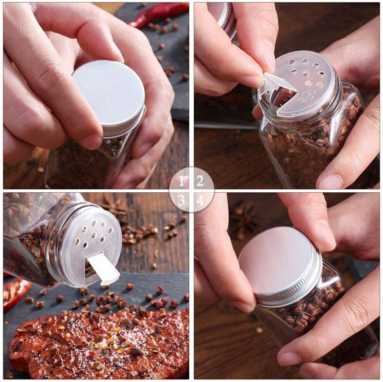 Glass Shaker Pepper Barbecue MSG and Salt Shaker Sealable Seasoning Box Home Seasoning Jar Set Glass Shaker Pepper Barbecue MSG and Salt Shaker Sealable Seasoning Box Home Seasoning Jar Set