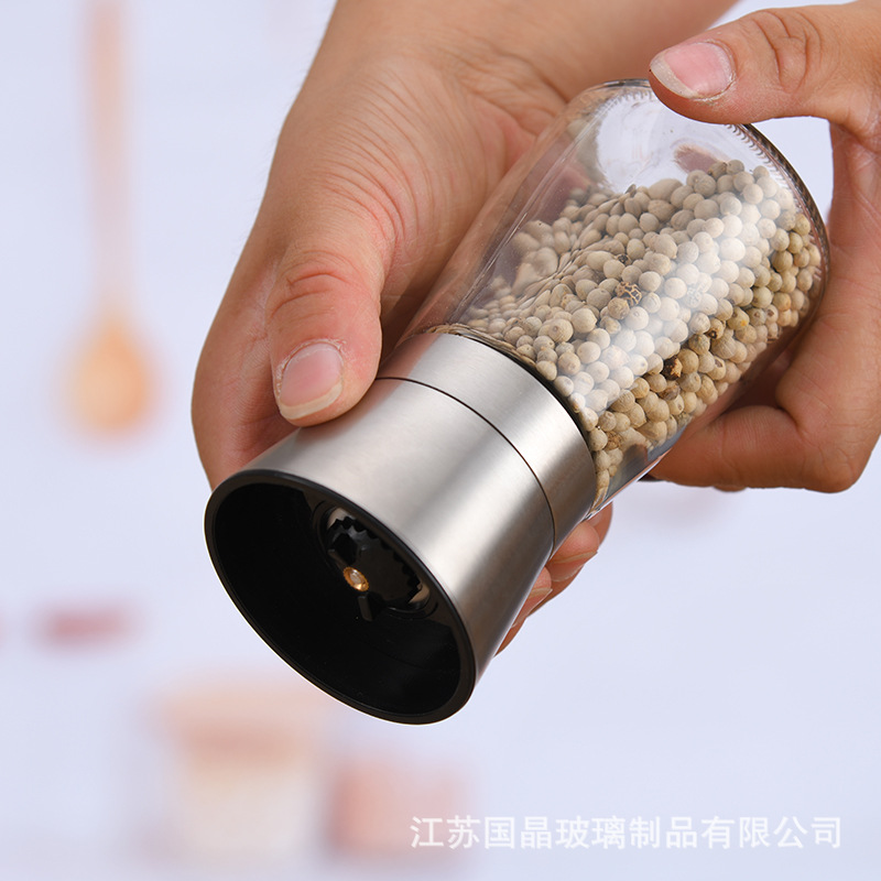 Manual Grinding Device Pepper Mill Bottle Glass Seasoning Bottle Ceramic Core Pepper and Salt Grinding Machine Cross-Border in Stock Wholesale