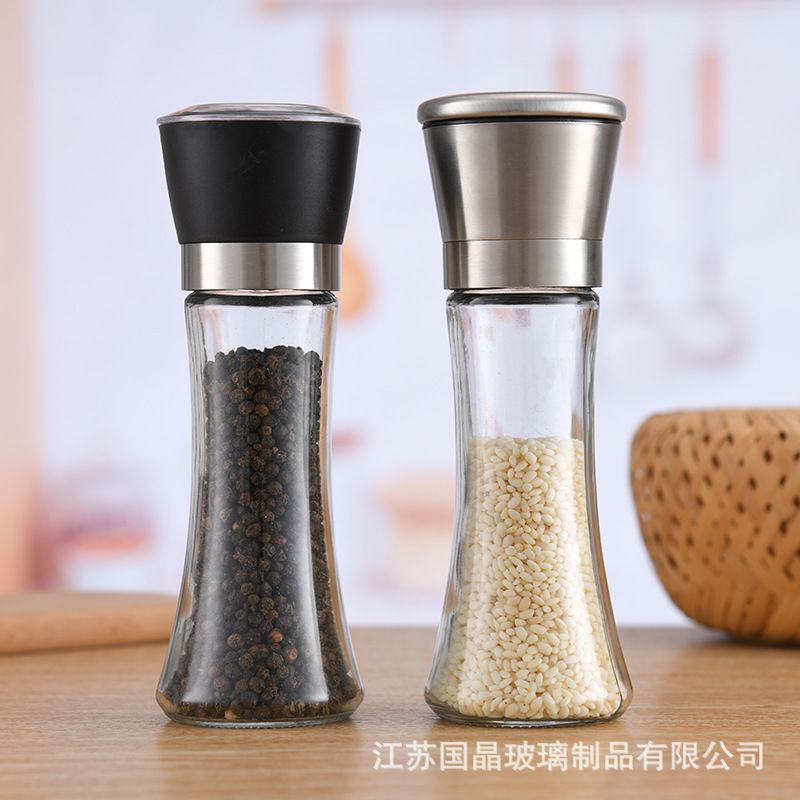Manual Grinding Device Pepper Mill Bottle Glass Seasoning Bottle Ceramic Core Pepper and Salt Grinding Machine Cross-Border in Stock Wholesale