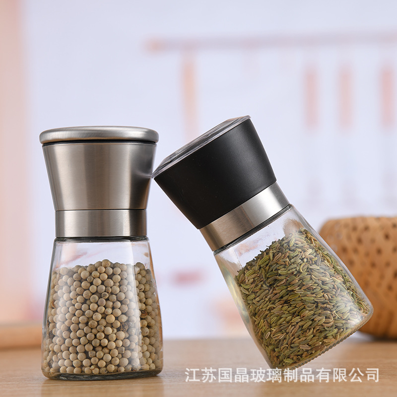 Manual Grinding Device Pepper Mill Bottle Glass Seasoning Bottle Ceramic Core Pepper and Salt Grinding Machine Cross-Border in Stock Wholesale Manual Grinding Device Pepper Mill Bottle Glass Seasoning Bottle Ceramic Core Pepper and Salt Grinding Machine Cross-Border in Stock Wholesale