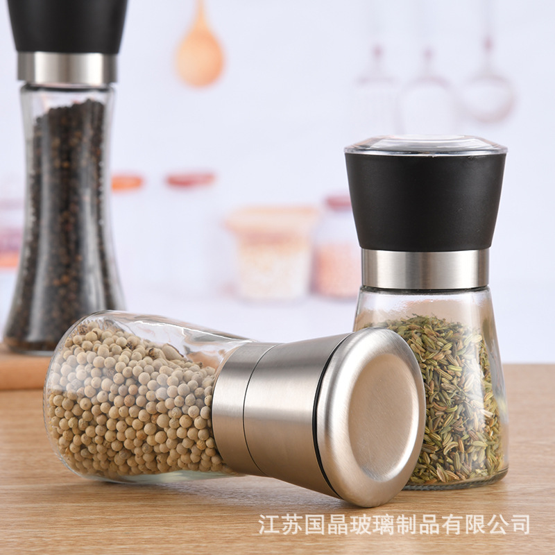 Manual Grinding Device Pepper Mill Bottle Glass Seasoning Bottle Ceramic Core Pepper and Salt Grinding Machine Cross-Border in Stock Wholesale Manual Grinding Device Pepper Mill Bottle Glass Seasoning Bottle Ceramic Core Pepper and Salt Grinding Machine Cross-Border in Stock Wholesale