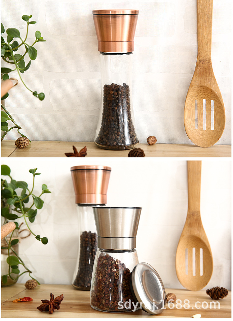 304 copper plated carbon steel core manual stainless steel pepper grinder universal seasoning bottle grinder kosher salt 304 copper plated carbon steel core manual stainless steel pepper grinder universal seasoning bottle grinder kosher salt