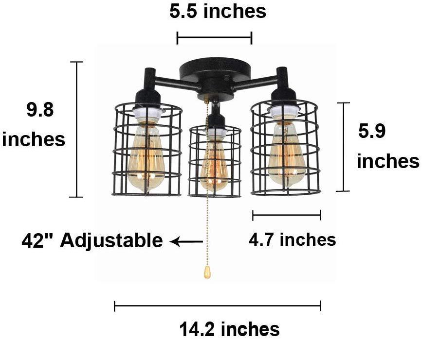Cross-Border Foreign Trade Wrought Iron Ceiling Lamp American Retro Industrial Style Bedroom Ceiling Lighting