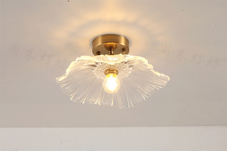 Japanese-Style Retro Brass Glass Ceiling Lamp Bathroom Corridor Simple Modern B & B Entrance Hall Entrance Ceiling Lamp