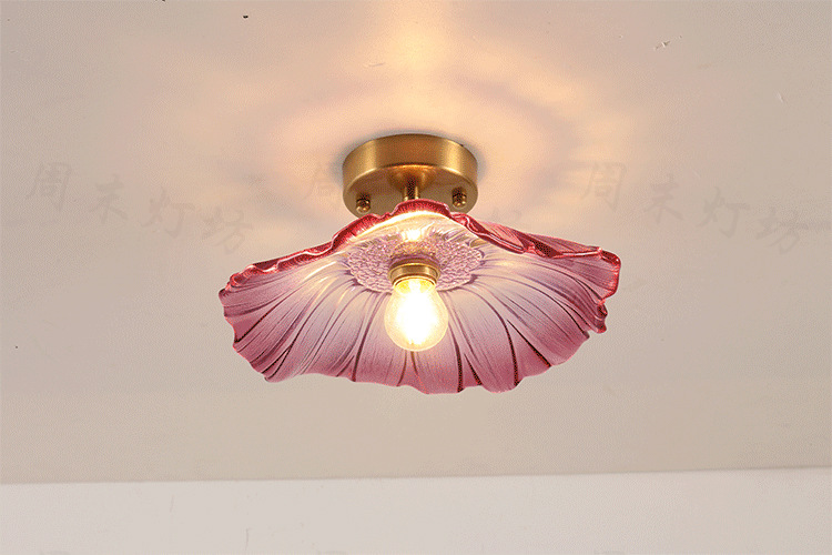 Japanese-Style Retro Brass Glass Ceiling Lamp Bathroom Corridor Simple Modern B & B Entrance Hall Entrance Ceiling Lamp