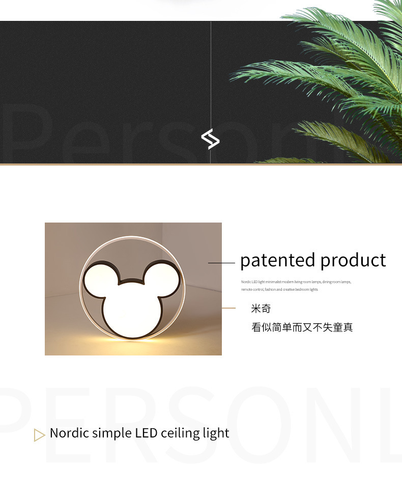 Led bedroom ceiling lamp Stylish creative personality acrylic household lamp cartoon Mickey Mouse children's room lamps