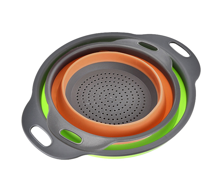 Silicone Folding Washing Vegetable Basket Drain Washing Basin Wash Fruit and Vegetable Basket Kitchen Supplies Washing Vegetable Basket Colander Colander