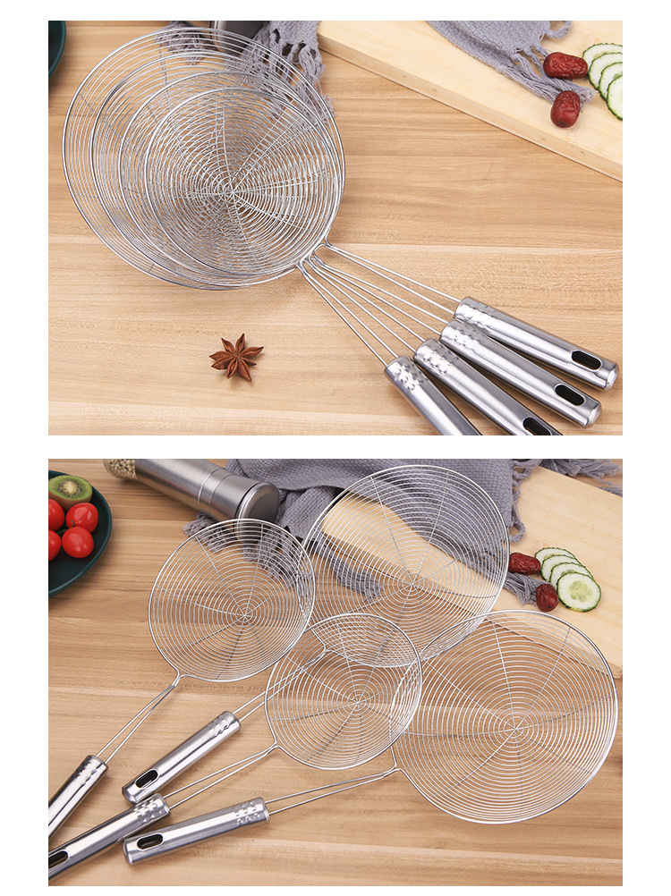 Stainless Steel Wire Colander Hot Pot Strainer Household Kitchen Cooking Tools Filter Screen Strainer Fried Noodle Strainer Colander