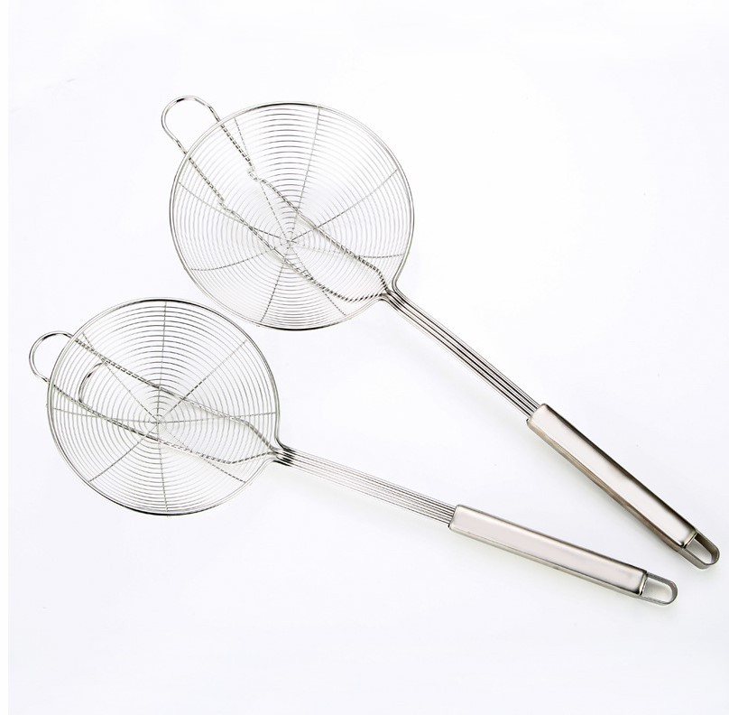 Stainless Steel Wire Colander Household Kitchen Hot Pot Big Strainer Colander Strainer Beef Hot Pot Double Hook Strainer Small Strainer