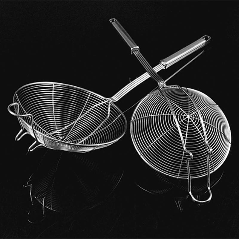 Stainless Steel Wire Colander Household Kitchen Hot Pot Big Strainer Colander Strainer Beef Hot Pot Double Hook Strainer Small Strainer