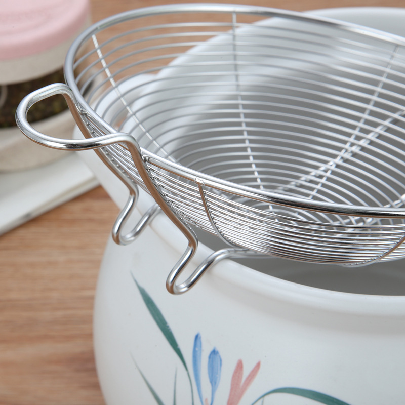 Stainless Steel Wire Colander Household Kitchen Hot Pot Big Strainer Colander Strainer Beef Hot Pot Double Hook Strainer Small Strainer
