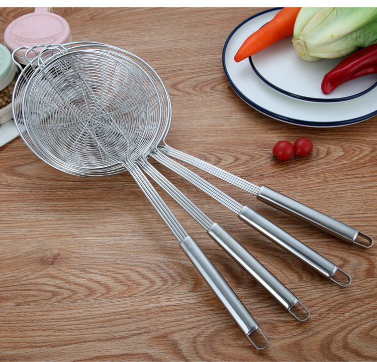 Stainless Steel Wire Colander Household Kitchen Hot Pot Big Strainer Colander Strainer Beef Hot Pot Double Hook Strainer Small Strainer