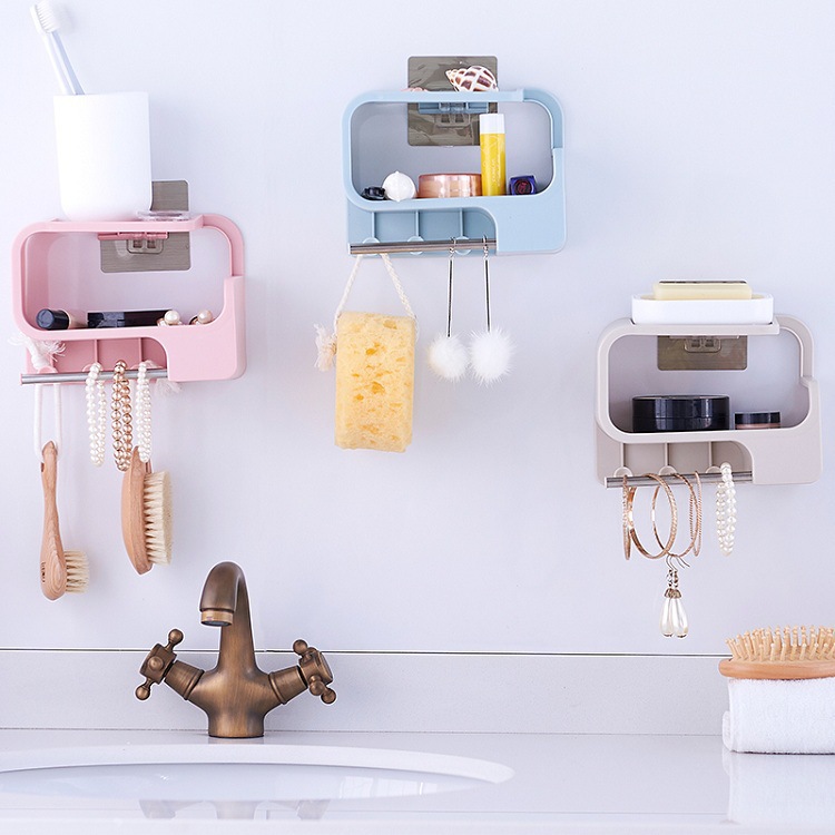 Non -&#039;m wall - mounted bathroom toothbrush storage shelf corner space using toiletries storage box