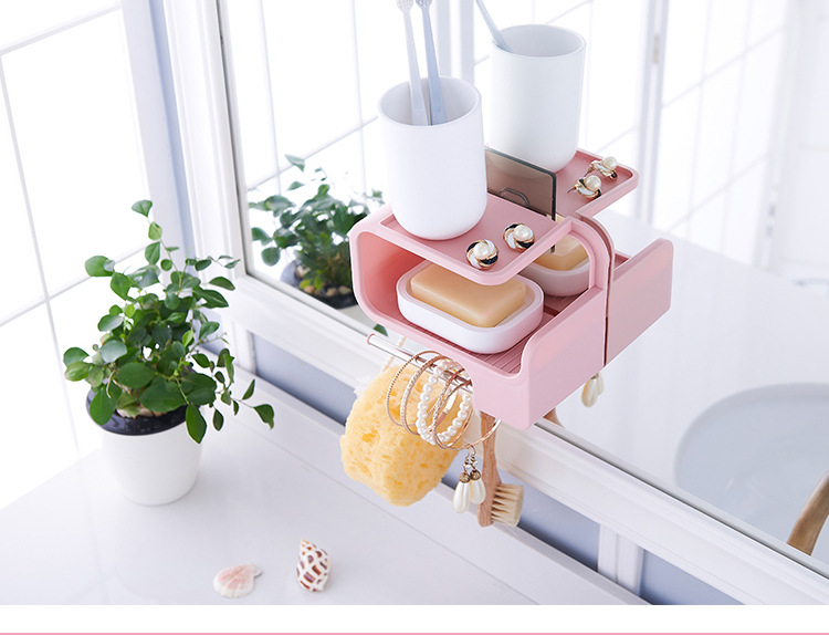 Non -'m wall - mounted bathroom toothbrush storage shelf corner space using toiletries storage box