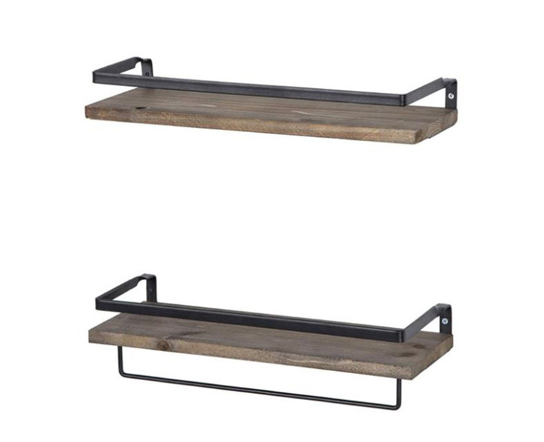 Floating Shelf Wall Hanging 2-Piece Set Antique Solid Wood Shelf for Bathroom Decorative Storage Shelf with Towel Bar Floating Shelf Wall Hanging 2-Piece Set Antique Solid Wood Shelf for Bathroom Decorative Storage Shelf with Towel Bar