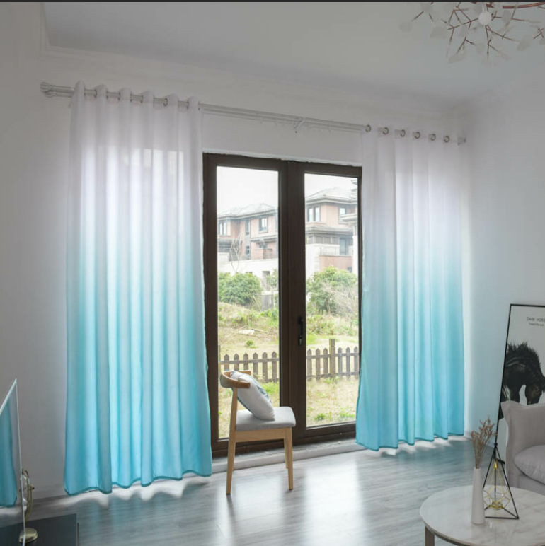 CrossBorder Wish AliExpress Gradient Wood Grain Curtain Finished Balcony Bedroom Mesh Curtains Finished Retail Whole