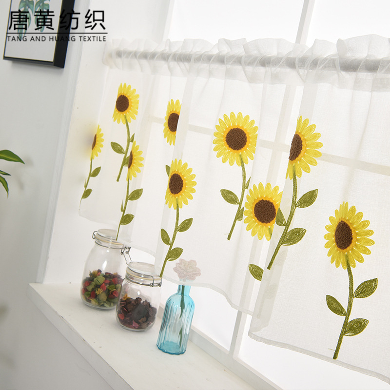 Wish AliExpress Popular Daisy Towel Embroidered Curtain Bedroom Living Room Foreign Trade Roman Curtains Window Screen