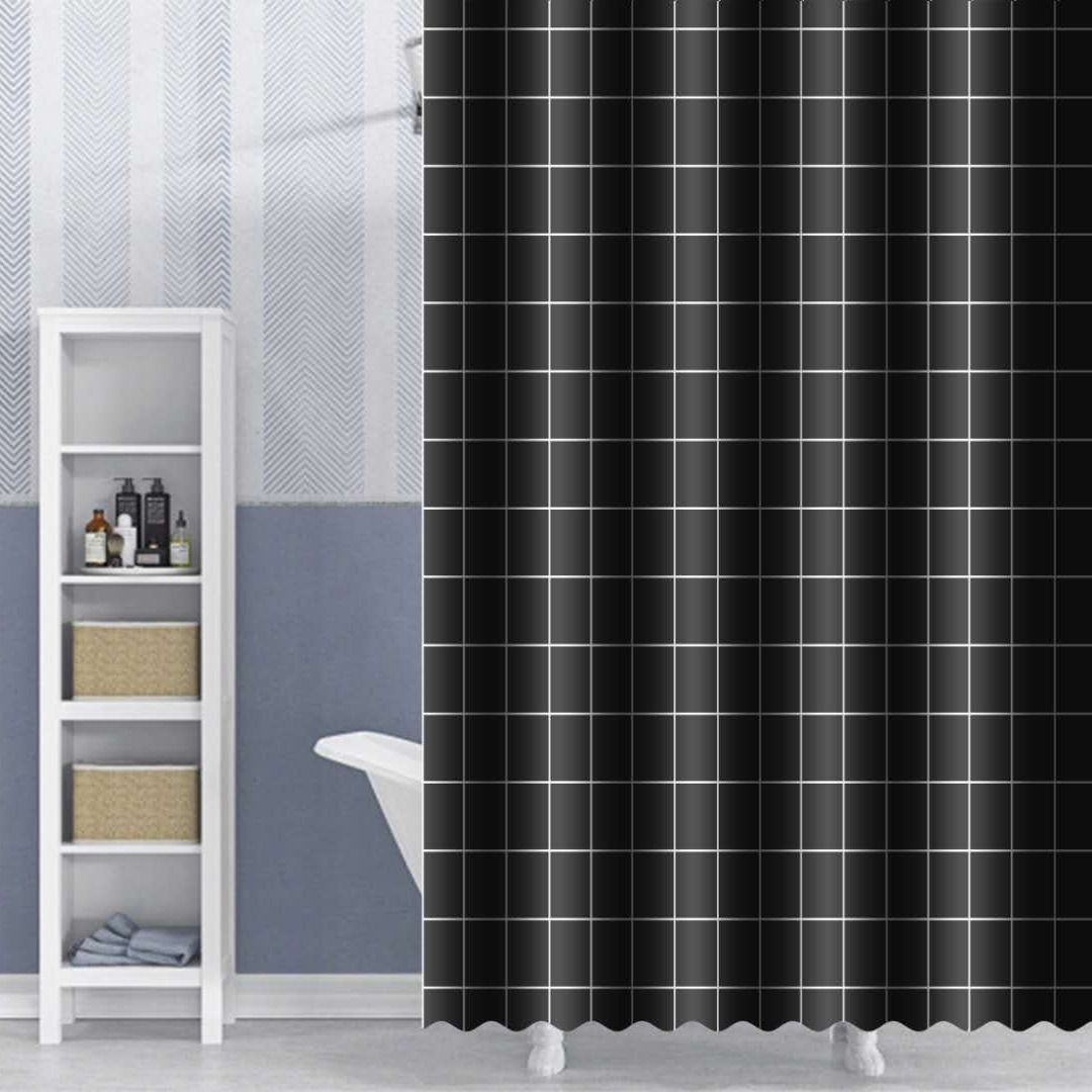 Bathroom Window Shower Curtain Waterproof Polyester Free Punch Set Curtains Curtains Nordic Plaid Thickened Mildew-Proof Partition Curtain