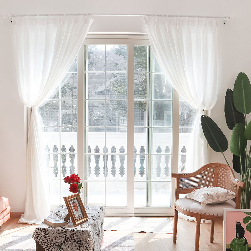Curtain Mesh Curtains Light Transmission Nontransparent Yarn Finished White Yarn Balcony Yarn Partition Living Room Half Shade Window Screen White Fabric